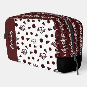Trousse De Toilette Coeurs Cheer Maroon, Pom Poms, Motif Mégaphone