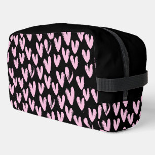 Trousse De Toilette Coeurs roses Sur Noir