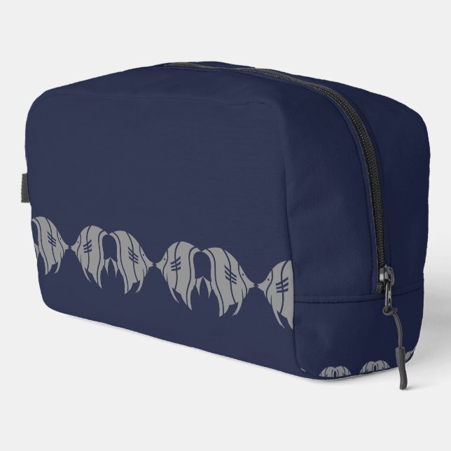Trousse De Toilette Conception de poisson gris et bleu marine (Coin droit)