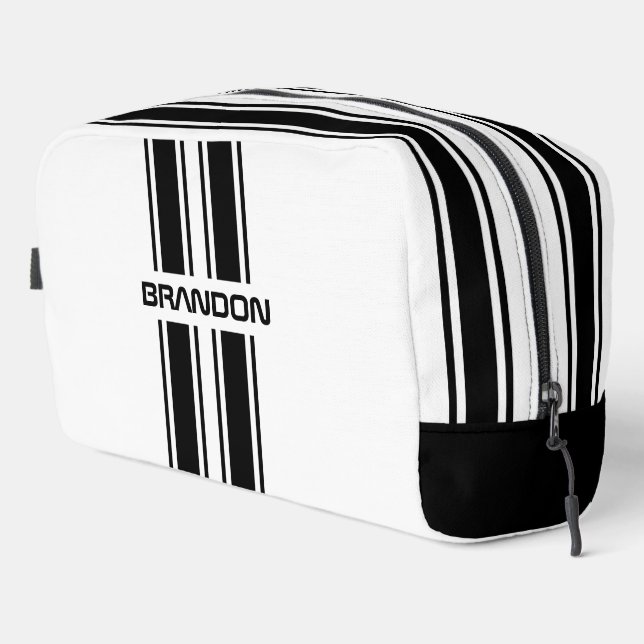 Trousse De Toilette Cool Personnalisé Noir Et Blanc Course Auto Sport  (Coin droit)