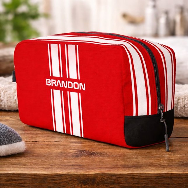 Trousse De Toilette Cool Personnalisé Rouge Et Blanc Auto Course Sport (Créateur téléchargé)