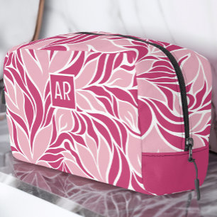 Trousse De Toilette Cool rose et blanc Motif Floral moderne Monogramme