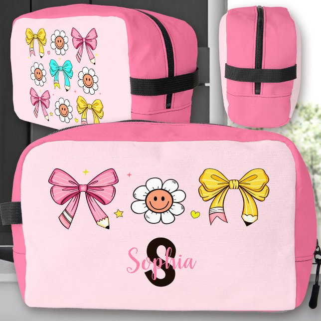 Trousse De Toilette Coquette School Girl Rose Bow Nom Boîte à lunch (Coquette School Girl Cute Pink Bow Pencil Name Dopp Kit Lunch Box)