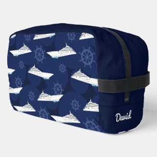 Trousse De Toilette Cruising Cruise Ship Personalised Blue and White