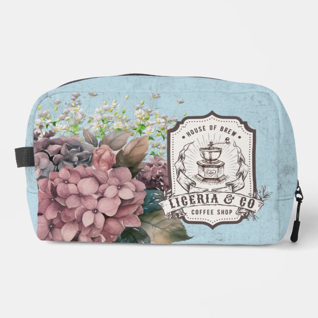 Trousse De Toilette Custom logo Classy retro background botanical blue (Recto)