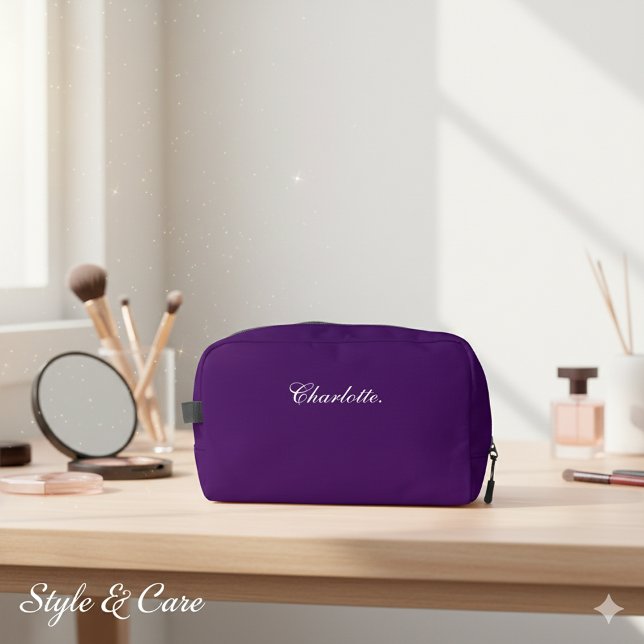 Trousse De Toilette Custom Name Elegant Deep Purple Dopp Kit  (Custom Name Elegant Deep Purple Dopp Kit)