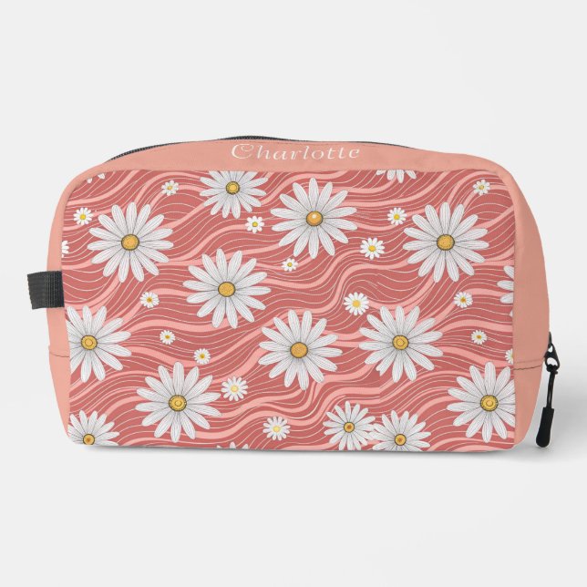 Trousse De Toilette Custom Wavy Pink Daisies (Recto)