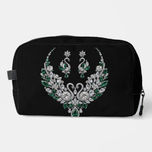 Trousse De Toilette Cygnes de cristal d'émeraude Bijoux de luxe