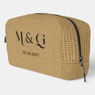 Trousse De Toilette Date de monogramme sur une toile de jute naturelle