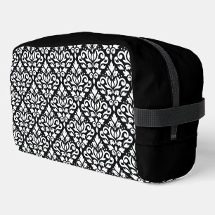 Trousse De Toilette Défiler le motif Damas blanc sur le noir