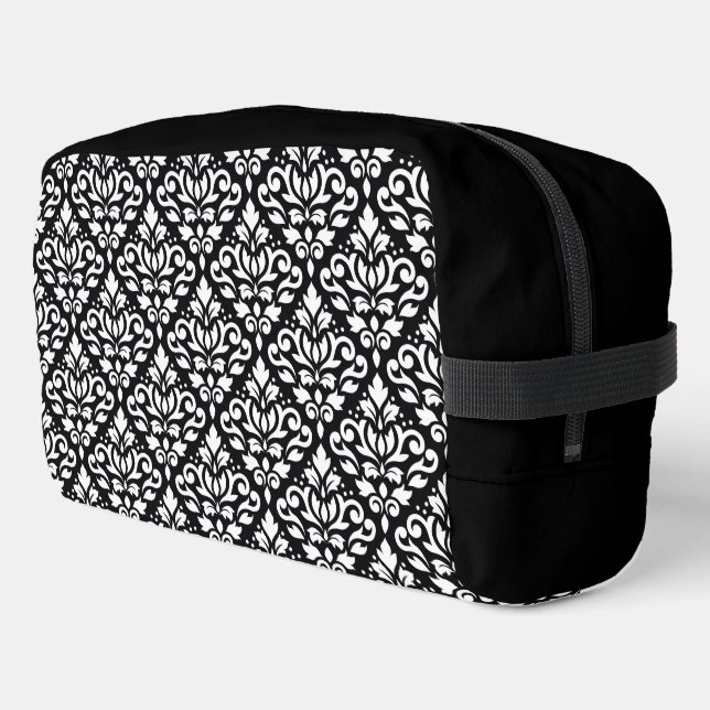 Trousse De Toilette Défiler le motif Damas blanc sur le noir (Coin gauche)