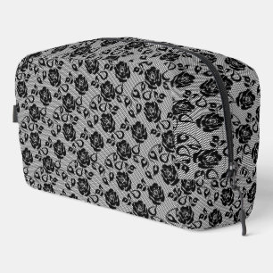 Trousse De Toilette Dentelle noire fausse avec filets de roses