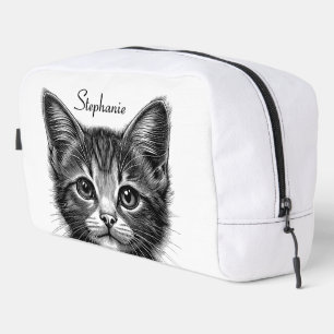 Trousse De Toilette Dessin adorable de Jeune Chat Nom personnalisé
