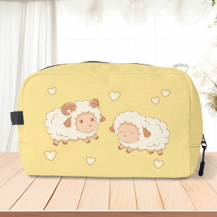 Trousse De Toilette Deux mignonnes Petites Ewe de bélier sur Jaune