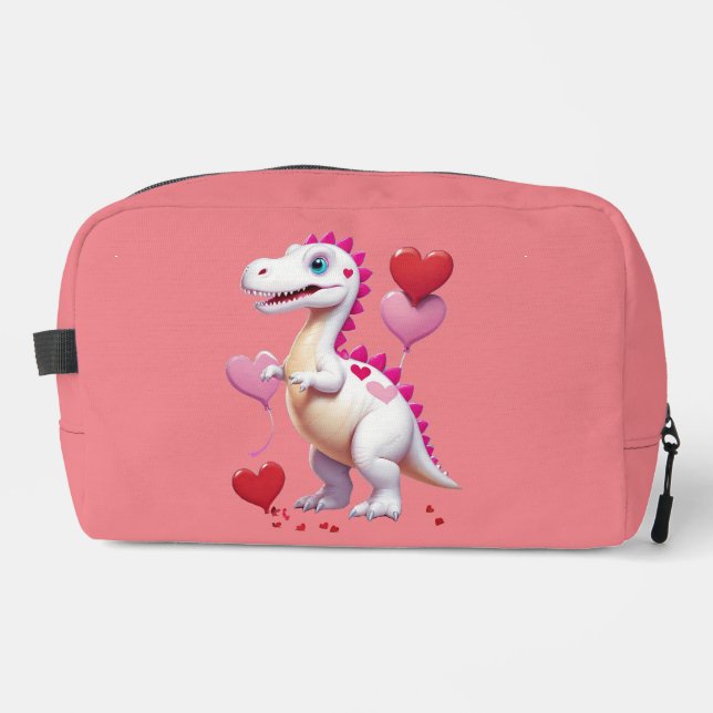 Trousse De Toilette Dinosaure de la Saint Valentin blanc (Recto)