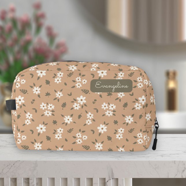 Trousse De Toilette Ditsy Floral Boho Wildflower Neutral Girly Name (Créateur téléchargé)