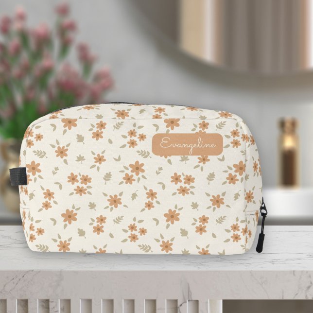Trousse De Toilette Ditsy Floral Boho Wildflower Neutral Name Beige (Créateur téléchargé)