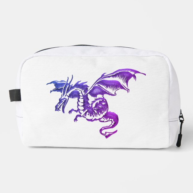 Trousse De Toilette Dragon Violet Volant sur Fond Blanc (Recto)