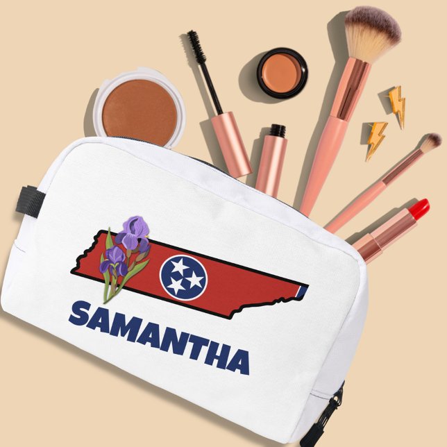 Trousse De Toilette Drapeau du Tennessee et Iris Violet Fleur Texte Pe (Créateur téléchargé)