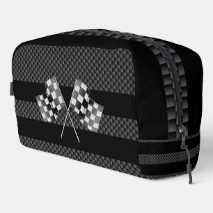 Trousse De Toilette Drapeaux de course sur bandes noires Style fibre d