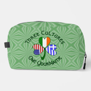 Trousse De Toilette Drapeaux Trèfle Irlandais Grec USA Texte Personnal