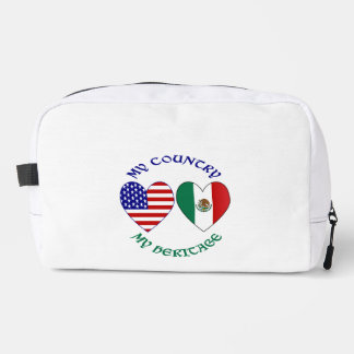 Trousse De Toilette Drapeaux USA Mexique Cœurs Mon Pays Mon Héritage 
