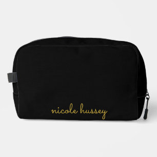 Trousse De Toilette Écriture noire et or Monogramme moderne élégant