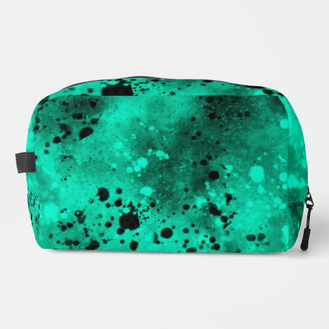 Trousse De Toilette Effet Retro Paint Splatter Vert & Noir (Recto)