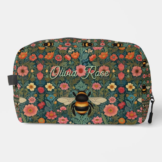Trousse De Toilette Elegant boho retro bumblebee spring florals  (Recto)