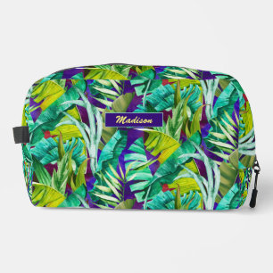 Trousse De Toilette Élégant feuille vert tropical violet motif