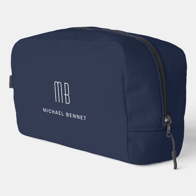 Trousse De Toilette Elégant Monogram Navy Bleu (Coin droit)