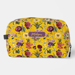 Trousse De Toilette Élégant monogramme jaune à motif floral