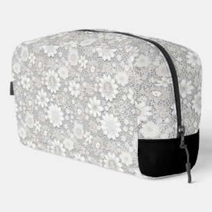 Trousse De Toilette Élégant motif de dentelle fleurie blanche