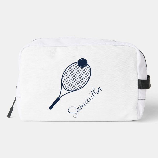 Trousse De Toilette Élégant Script Tennis Joueurs Nom Personnalisé (Verso)