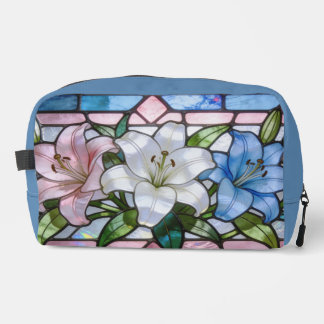 Trousse De Toilette Elegant Stained Glass Lily Floral Design in Soft P