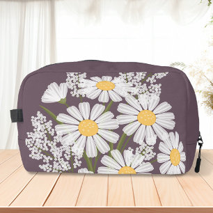 Trousse De Toilette Élégante marguerite florale blanche sur violet fon
