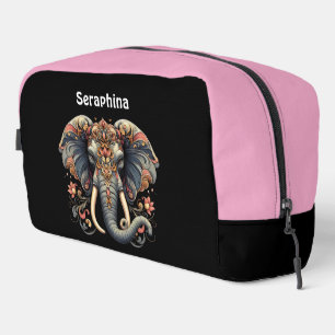 Trousse De Toilette Eléphant aux motifs floraux complexes