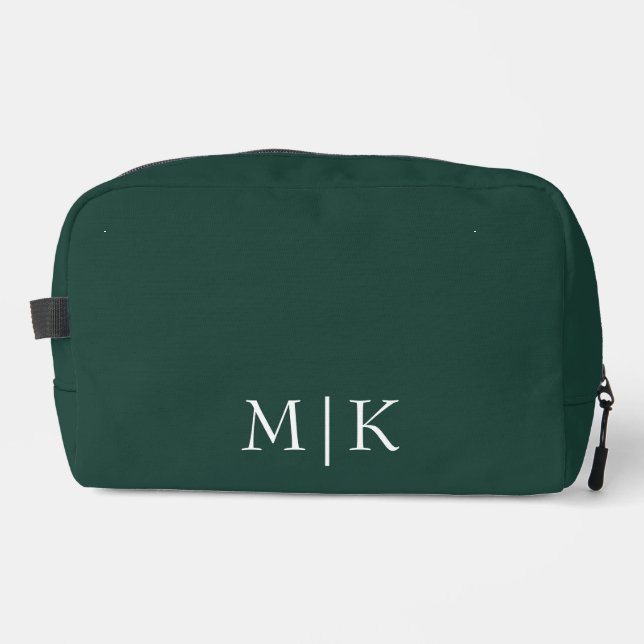 Trousse De Toilette Emerald Green et White | Monogramme moderne (Recto)