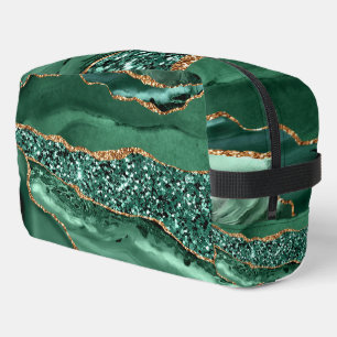 Trousse De Toilette Emerald Green Gold Parties scintillant personnalis