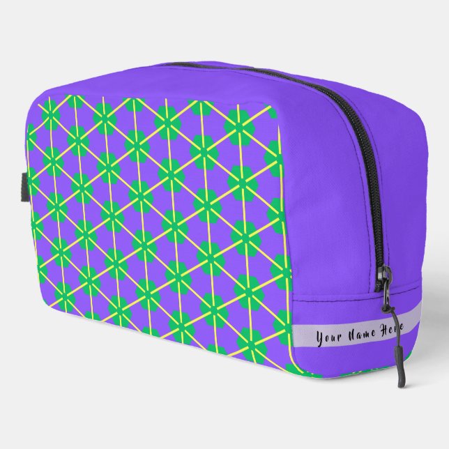 Trousse De Toilette Explosion géométrique en violet, vert et jaune (Coin droit)