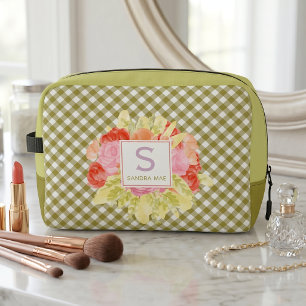 Trousse De Toilette Fern vert printemps classique En vichy Motif chèqu