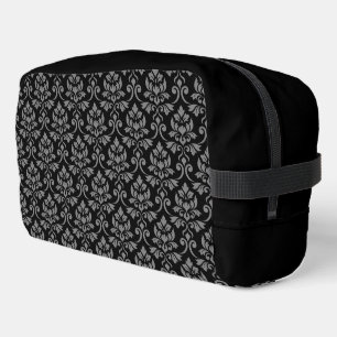 Trousse De Toilette Feuille Damask Gris sur noir