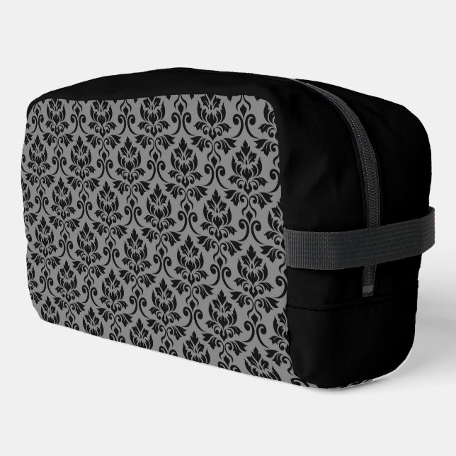 Trousse De Toilette Feuille Damask Patte noir sur gris (Coin gauche)