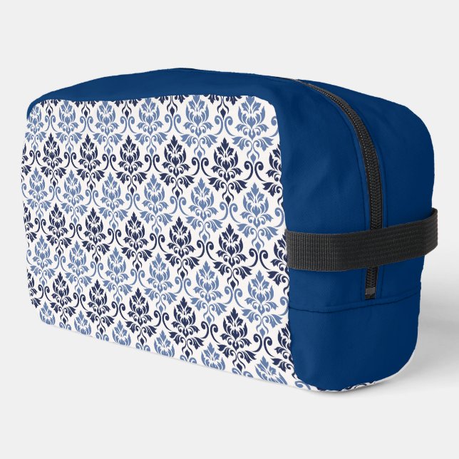 Trousse De Toilette Feuille Damask Rpt Blues Motif sur crème (Coin gauche)