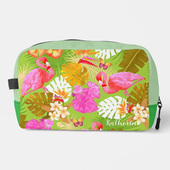 Trousse De Toilette Flamant rose Jardin Vert clair (Recto)