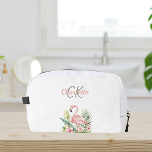 Trousse De Toilette Flamant rose tropical été monogramme