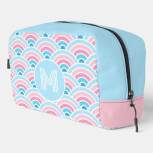 Trousse De Toilette Flamingo Rouge Rose Bleu Motif Géométrique Vagues