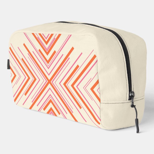 Trousse De Toilette Flèches en rose, orange et crème (Coin droit)