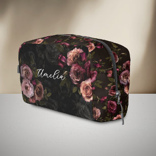 Trousse De Toilette Fleur Botanique Bourguignonne Rose Foncé Luxueuse