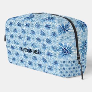 Trousse De Toilette Fleur de teinture bleu Tie motif Nom personnalisé